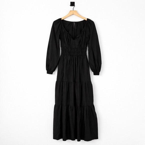 Anthropologie Somerset Maxi Dress Black Puff Long Sleeve Edition Smocked XS - Picture 3 of 7
